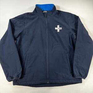 Landway Men's Navy Soft-Shell Full Zip Fleece Lined Jacket Zoom Logo